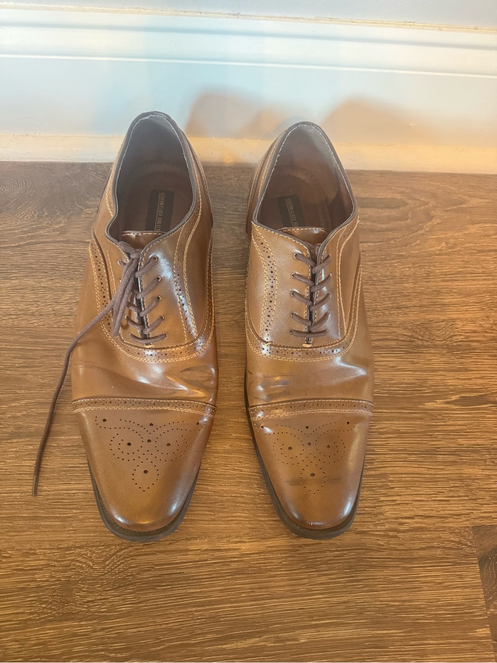 Giorgio Brutini Tan Leather Cap-Toe Oxford Dress Shoes